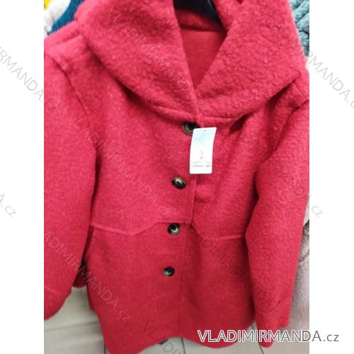 Damen Langarm Mantel Fleece mit Kapuze (uni sl) ITALIAN FASHION IM419888