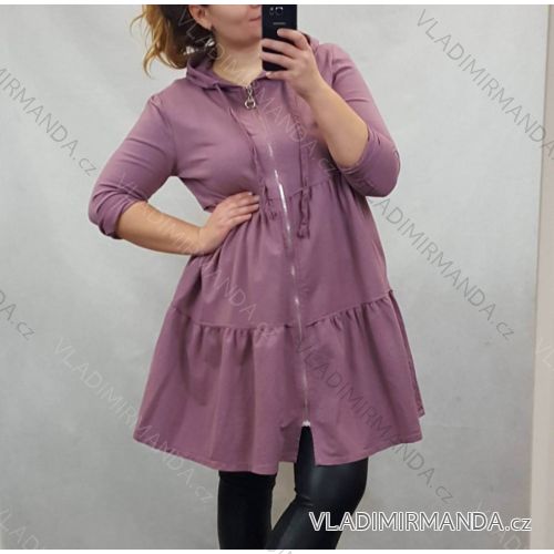 Langes Damenkleid mit Reißverschluss und langem Ärmel (uni m / xl) ITALIAN FASHION IM520351