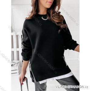 Eleganter Kapuzenpullover mit Reißverschluss für Frauen (uni sl) TURKISH FASHION IMK20011