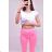 Lange Leggings DAMENLEDER (UNI S-M) ITALIENISCHE MODE IMM20FD3063 L (EU 40 / Hose 30) pink