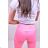 Lange Leggings DAMENLEDER (UNI S-M) ITALIENISCHE MODE IMM20FD3063 L (EU 40 / Hose 30) pink