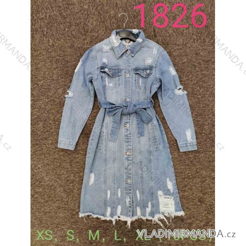 Denim Kurzarm Kleid Frauen (UNI S / M) ITALIAN FASHION IM920010