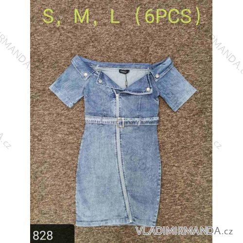 Denim Kurzarm Kleid Frauen (UNI S / M) ITALIAN FASHION IM920010