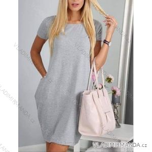 Kurzarm Kleid klassisch mit Taschen (uni s-l) ITALIAN FASHION IM120003