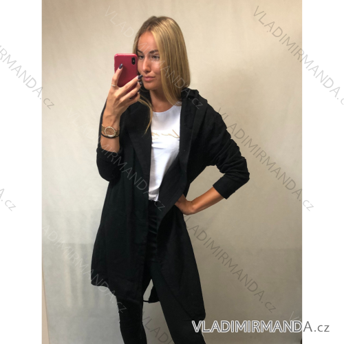 Damen Baumwoll-Cardigan mit Kapuze (uni s / m / l) ITALIAN FASHION IM521007