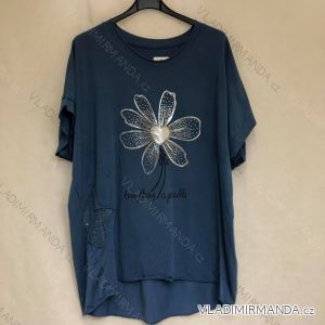 Tunika T-Shirt 3/4 lange Ärmel Frau übergroß (uni xl-3xl) ITALIENISCHE Mode IM2171807-1