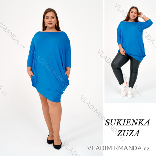 Šaty dlouhé 3/4 krátký rukáv dámské nadrozměr (XL-3XL) POSLKÁ MÓDA PMLE21001