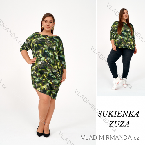 Šaty dlouhé 3/4 krátký rukáv dámské nadrozměr (XL-3XL) POSLKÁ MÓDA PMLE21001