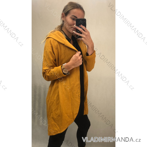 Cardigan teplý bavlněný dlouhý rukáv s kapucí dámský (S/M/L/XL ONE SIZE) ITALSKÁ MÓDA IMD22689