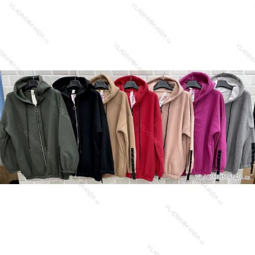 Damen Zip Hoodie Langarm (L / XL ONE SIZE) ITALIAN FASHION IMWT21249