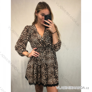 Damen Chiffon Langarmkleid Leopard (uni s / m) ITALIAN FASHION IMM21473