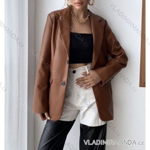 Elegante Kunstleder Langarmjacke Damen (S-XL) ITALIAN FASHION IMWG216853