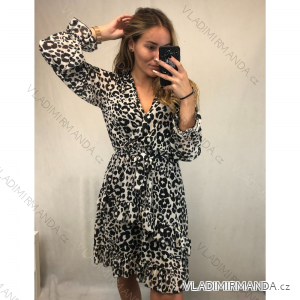 Damen Chiffon Langarmkleid Leopard (uni s / m) ITALIAN FASHION IMM21472