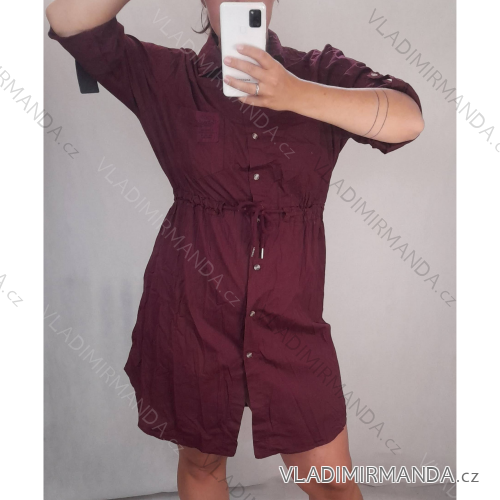 Hemdkleid 3/4 Ärmel Damen Oversized (XL / 2XL ONE SIZE) ITALIAN FASHION IM721303