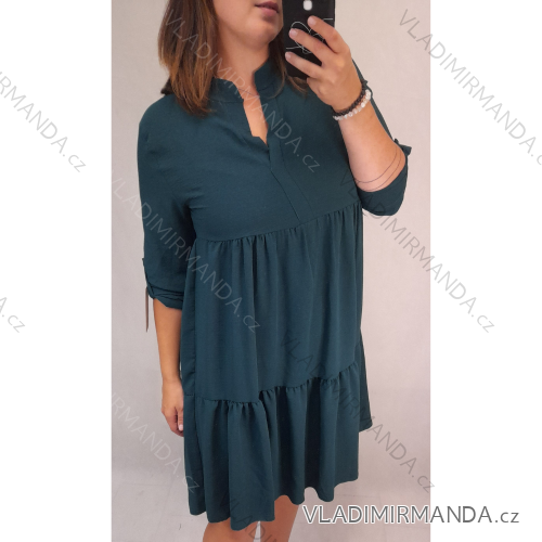 Šaty košilové dlouhý rukáv dámské (M/L ONE SIZE) ITALSKÁ MÓDA IM321524/dr Smaragd M / L