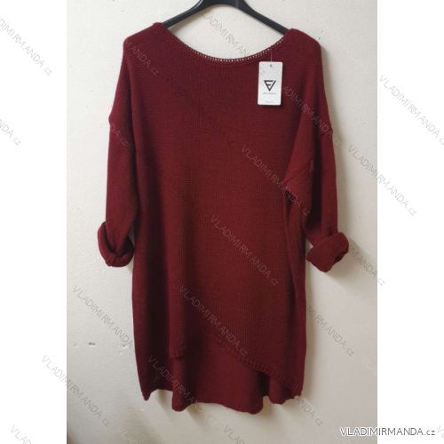 Damen Pullover Lang Langarm Strickkleid (L / XL ONE SIZE) ITALIAN FASHION IM721314