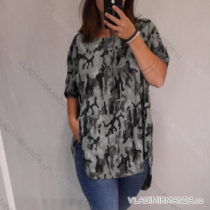 Tunika Langarm Damen Oversized Camouflage (3XL / 4XL ONE SIZE) ITALIAN FASHION IMWQ2191215a