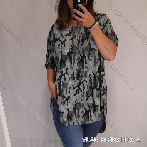 Tunika Langarm Damen Oversized Camouflage (3XL / 4XL ONE SIZE) ITALIAN FASHION IMWQ2191215a