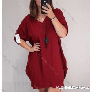 Langarmkleid mit Anhänger Damen Oversized (2XL / 3XL ONE SIZE) ITALIAN FASHION IMWQ2190862 / DR