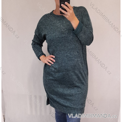 Damen Warmes Langarmkleid (L / XL ONE SIZE) ITALIAN FASHION IM421MIA XL / 3XL grün