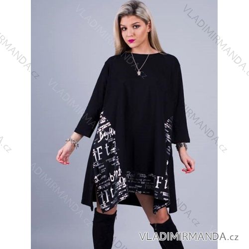 Šaty dlouhý rukáv dámské nadrozměr (44-46-48 ONE SIZE) TURECKÁ MÓDA IMLI21038 2XL/3XL schwarz