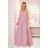 362-3 JUSTINE Langes Kleid mit Ausschnitt und Krawatte - dirty pink