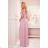 362-3 JUSTINE Langes Kleid mit Ausschnitt und Krawatte - dirty pink