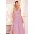 362-3 JUSTINE Langes Kleid mit Ausschnitt und Krawatte - dirty pink