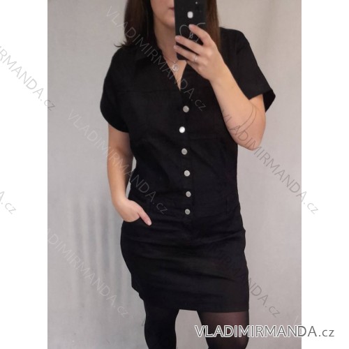 Denim Kurzarm Kleid Damen (s-xl) GOURD MA120GD6047-J 4XL schwarz