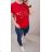 Kurzarm-T-Shirt-Reise für Frauen (uni s / m) SWEETISIMA ITALIAN FASHION IMD20023 rot S/M