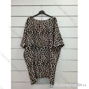 Übergroßes Kurzarmkleid für Damen Leopard (S / M ONE SIZE) ITALIAN FASHION IMWY221587