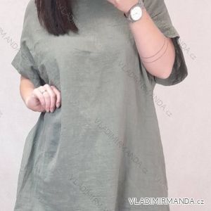 Tunika verlängertes Kleid Mini Kurzarm Damen OVERSIZE (UNI M / 2XL) ITALIENISCHE MODE IM720052