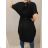 Kleid Oversize Kurzarm Damen (4XL/5XL ONE SIZE) ITALSKÁ MÓDA IM422026 2XL/3XL schwarz