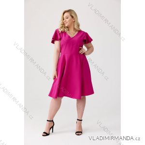 Šaty dlouhé carmen 3/4 krátký rukáv dámské nadrozměr (XL-3XL) POSLKÁ MÓDA PMLE21003