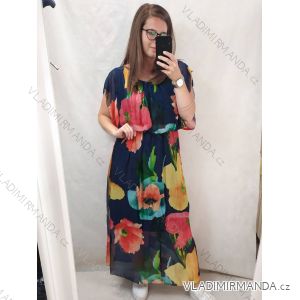 Leinen Sommer Kurzarm Leinen Kleid (uni s / m) ITALIENISCHE MODE IM519435