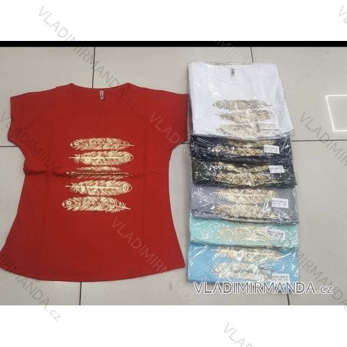 Tričko krátky rukáv dámske nadrozmer (2XL-4XL) TURECKÁ MÓDA TMWG22GYA0370-1