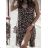 Sommerchiffonkleid mit Trägern Damen Leopard (S / M ONE SIZE) ITALIAN FASHION IMM22950