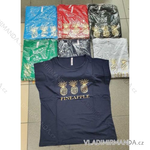 Tričko krátky rukáv dámske nadrozmer (2XL-4XL) TURECKÁ MÓDA TMWG22GYA0370-1