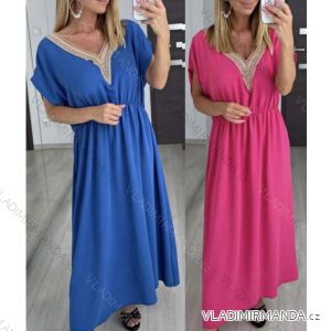 Langes Sommer-Kurzarmkleid für Damen (S / M ONE SIZE) ITALIAN FASHION IMWB22026