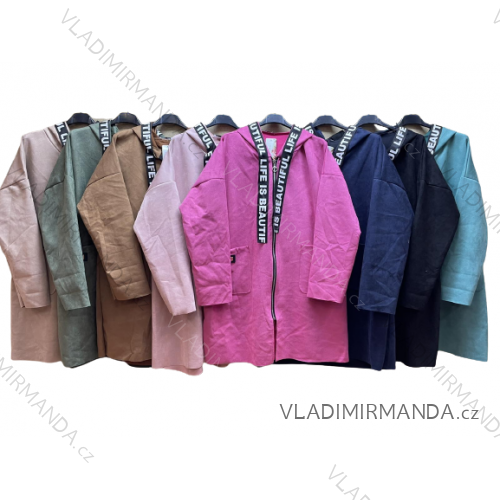 Damenmantel aus gebürstetem Leder für den Herbst (XL/2XL ONE SIZE) ITALIAN FASHION IM422912