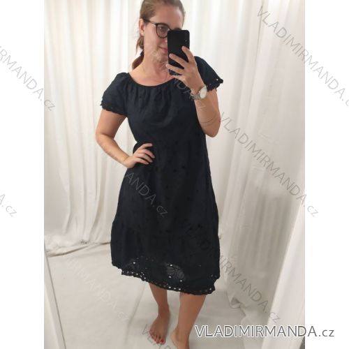 Kurzärmliges Sommerkleid aus Baumwolle für Damen (Einheitsgröße S/M) ITALIAN FASHION IM722253