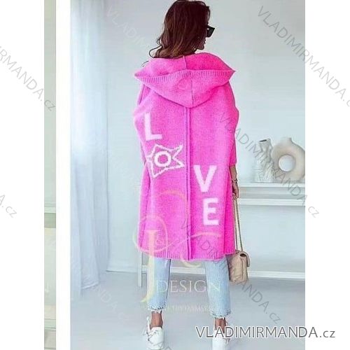 Cardigan pletený dlouhý rukáv dámský (L/XL ONE SIZE) ITALSKÁ MÓDA IMD22779