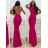 Elegantes langes Damenkleid mit Trägern (S/M ONE SIZE) ITALIAN FASHION IMM22LS9714 Burgund S/M