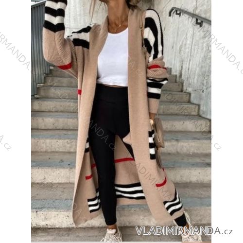 Cardigan pletený dlouhý rukáv dámský (L/XL ONE SIZE) ITALSKÁ MÓDA IMD22779