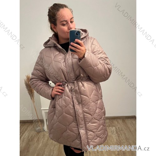 Winterjacke für Damen in großen Größen (54-62) POLISH FASHION LIB22LD-7738 dunkelbeige 56