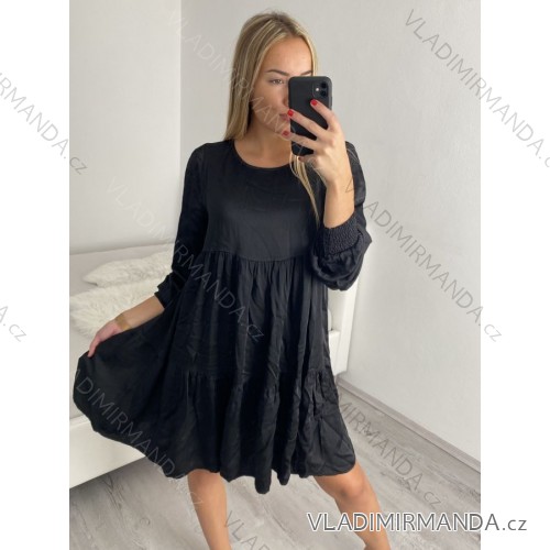 Šaty letní na ramínka dámské (S/M ONE SIZE) ITALSKÁ MÓDA IMPBR22A3791-R9 schwarz S/M