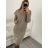 Sommerkleid Langarm geblümte Damen (UNI S / L) ITALIAN FASHION IMK20150 S/M béžová