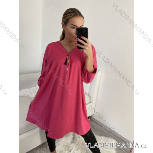 Samtkleid mit Reißverschluss Langarm Damen Übergröße (XL/2XL/3XL ONE SIZE) ITALIAN FASHION IM4221270