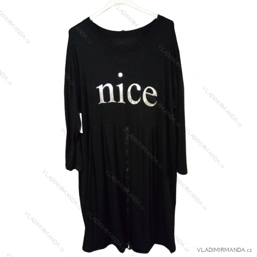 Langarmkleid mit Anhänger Damen Oversized (3XL / 4XL ONE SIZE) ITALIAN FASHION IMWQ2115022  schwarz