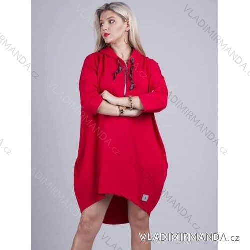 Zip Hoodie Langarm Damen Übergröße (3XL / 4XLONE SIZE) TURKISH FASHION IMLI21034 / DR rot 